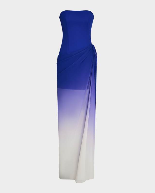 Aurora Strapless Ombre Draped Gown